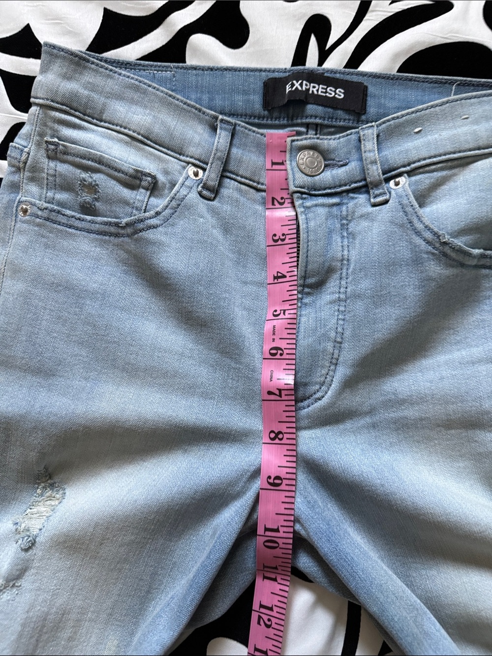 Express Skinny Ripped Light Blue Jeans - Picture 7 of 9